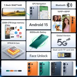 K-Touch C27 Ultra Mobile Phones 5G Dual Card Dual Standby Smartphone 7.3 HD Android 15 Cell Phone 8000mAh Face Unlock 16+48MP Camera Global Version Cellphones For Men Women