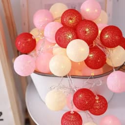 10/20 LEDS Cotton Ball Garlands Fairy Lights String Battery Power Christmas Outdoor Navidad Garden Bedroom Wedding Decoration