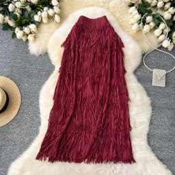 New In 2026 Spring Summer Tassel Midi Long Skirt For Women Trendy High Waist Streetwear Casual Skirts