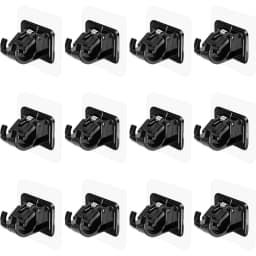 12/2pcs No Drill Curtain Rod Brackets Self-Adhesive Curtain Rod Holder Hook Adjustable Wall Curtain Fixed Clip Hanging Rack