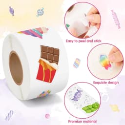 500Pcs Candy Party Sticker Roll -Cute Dessert Decal for Gift Laptop Bottle Scrapbooking Luggage Computer Envelope Decor for Kids