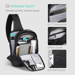Mark Ryden Shoulder Bag for Men Water-repellent Sports Chest Bag Anti-theft Crossbody Bags USB Charging Messenger Bag