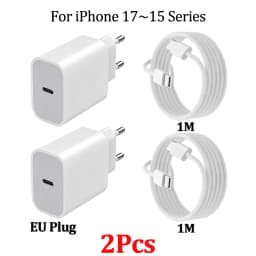 1-2Pcs PD 40W For iPhone 17 Pro Max Fast Charger For iPhone 16 15 Pro Max Plus Type C Quick Charging Data Cable EU Plug Adapte