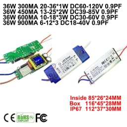 1-10PCS High Power LED Driver 300MA 450MA 600MA 900MA 5W 10W 12W 20W 36W 60W Inside External IP67 Constant Current Adapter Chip