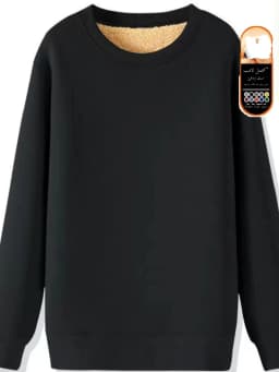 Men's Fleece Lined round Neck Sweatshirt Loose Long Sleeve T-Shirt Thickened Lamb Velvet Warm Winter Base Layer Shirt