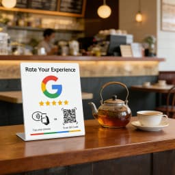 NFC 215 Programmable QR Code Google Review Card Table Display Stand Card NFC Station Table for Restaurants & Business Branding