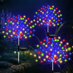 Solar Firework Stake Lights 60-420LED Lamps 8 Modes Waterproof IP54 Rating Warm White White Colorful Yard Patio Holiday Decor