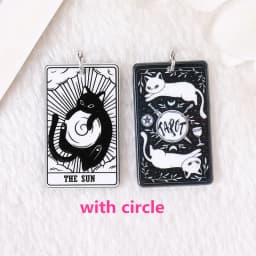 8Pcs 39*23 MM Black White Cat Tarot Card Charms Creative Acrylic Sun Moon And Lovers Jewelry For Earring Necklace Diy