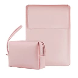 Business Office Commuting Personalized Laptop Pouch Luxury PU Leather Protective Laptop Sleeve With Stand Charger Storage Bag