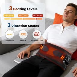 Cordless Heated Waist Massager with Lower Back Lumbar Support Heating Pad for Abdomen and Waist 3 Levels Heat Vibration Massage