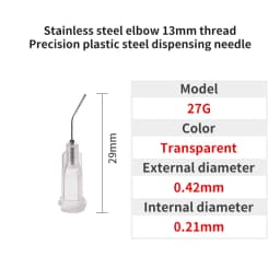 20pcs 13mm Elbow Dispensing Machine Injection Needle 14G-27G Stainless Steel Dispensing Needle Spiral Mouth Nozzle Glue Needle