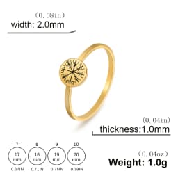 Skyrim Nordic Vegvisir Runic Compass Ring Stainless Steel Aegishjalmur Helm of Awe Rings Amulet Jewelry for Women Men