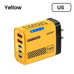 New 5 in 1 240W GaN Fast Charger With LED Light 2USB+3PD Multi Port Phone Charging Head For iPhone 17 16 Pro Huawei Laptop