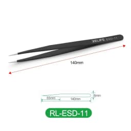 RELIFE ESD-11/15 Alloy Black Anti-static Ceramic tweezersTweezers Strong and Sturdy for Mobile Phone Maintenance tools sets