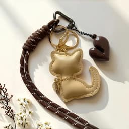 Stylish PU Leather Cat Pendant Keychain Bag Charm Hanging -Fashionable & Fun Accessory for Bags
