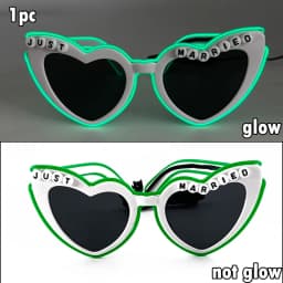White Just Married LED Luminous Glasses Heart Shaped EL Neon Decorative Glasses Engagement Wedding Bridal Shower Props
