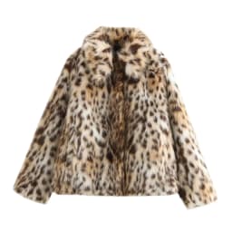 Mingmingxi Women's Leopard Print Faux Fur Coat Long Sleeve Loose Fit Winter Warm Jacket Wild Luxury Party Top