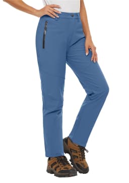 TACVASEN Women's Warm Fleece Lined Windproof Waterproof Shell Pants Soft Work Pants Outdoor Hiking Ski Trousers with Zip Pockets