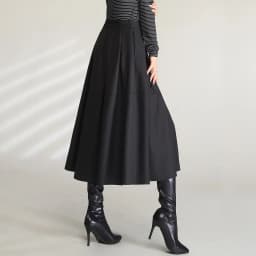 LOUIS YAO Women Elegant Black Midi Skirts 2024 High Waist Commuting Casual A Line Umbrella Long Skirt with Slit and Pockets