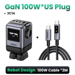UGREEN Uno 100W GaN Charger Robot Design QC4.0 3.0 PPS PD 3.0 Fast Charger for iPhone 18 17 16 Pro Macbook Air Laptops Tablets