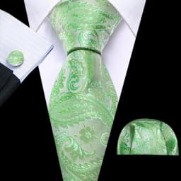Barry.Wang Green Mint Teal Men Tie Hanky Cufflinks Set Jacquard Olive Sage Lawn Cyan Necktie for Male Wedding Business Gift