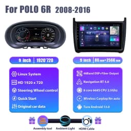 Wowuseful Digital Dashboard Cluster For VW Polo 6R 08-16ys VENTO crossfox 15 Navigation Radio Android Player Map Paneel Cockpit