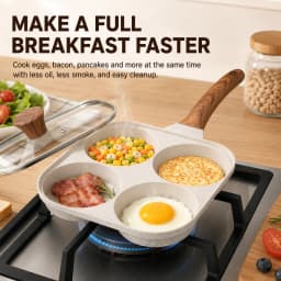 Deepened Divided Egg Frying Pan 4 Section Pancake Maker Aluminum Alloy Omelet Cooker Pan With Glass Lid For All Stoves