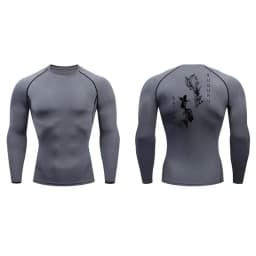 Sword Print Long Sleeve Compression Shirt for Men Athletic Quick Dry Tshirts Tops Gym Workout Running Baselayers Undershirts