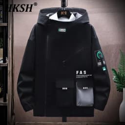 HKSH Spring Autumn New Coats Youth Trendy Handsome Men's Tide Chic Versatile Hooded Jackets High Street Zipper Sweatshirt HK0973