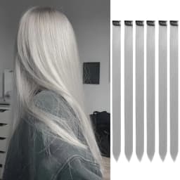 6 Pcs Clip Extensions, 24 Inch Colored Hair Extensions Party Highlights Long Straight Synthetic Hairpieces for Women Kids Girl