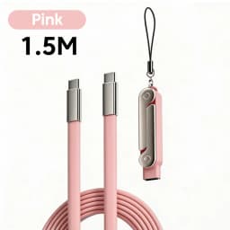 240W PD Fast Charging Type-C Cable USB-C to USB-C with Foldable Stand Phone Adapter Silicone Cord for iPhone 17