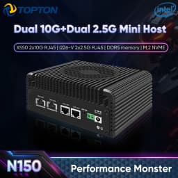 Topton 4 NICs Solid Metal Firewall PC Intel I3-N305 N150 2*10G 2*2.5G RJ45 LANs DDR5 2*NVMe NAS Mini PC Proxmox ESXi Home Server