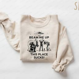 Robin Beam Me Up This Place Sucks Sweatshirt Woman Man Funny Quote Movie Long Sleeve O Neck Hoodie Sweatshirts Women Pullover