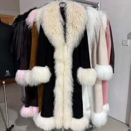 YOLOAgain Real Mongolia Sheep Fur Jacket Long Dark Brown Suede Coat Women