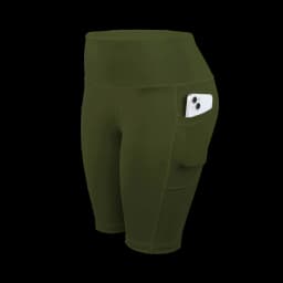 CHRLEISURE Women Solid Yoga Shorts with 3 Pockets High Waist Butt Lifting Workout Tights Gym Elastic Cycling Shorts Activewear