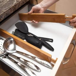 1/2/4Pcs Bamboo Drawer Dividers Organizers Adjustable Expandable Spring Loaded Drawer Separators for Kitchen Bedroom Dresser