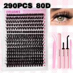 Voluminous Fluffy Cluster Lashes Kit – 200/290/666 Cluster 80D100D Show-Stopping Party Looks! Curated Length Mix