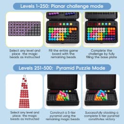 500 Levels IQ Toy, Puzzle Smart Challenge Game With Timer - Logic Thinking Chess, Travel Game, Tabletop Toy, No Batteries