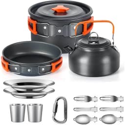 Camping Cooking Set Camping Cookware Travel Tableware Outdoor Picnic Set Teapot For 2-3 People Non-Stick Pots Assorted Sets