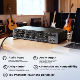 Depusheng MQ44 Professional 4 Channels Audio Interface Built in ASIO Driver High Impedance for Studio and Live Performances