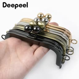 Deepeel 1/2/4Pcs 10.5cm Metal Square Purse Frame Sew in Kiss Lock Clasps for Crochet Bag Wallet Coin Purses DIY Sewing Supplies