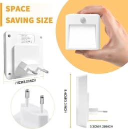 2 in 1 Motion Sensor Night Lights US EU UK AU Plug Dimmable LED Warm White Ambient Light Bedroom Living Toilet Stairs Kitchen