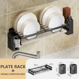 Dish Rack Punch-free Kitchen Organizer Storage Drying Shelf Wall-mounted Multifunction Drain Chopsticks Spoon Tableware Holder