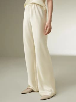 Bornladies Women's 2026 Spring Summer New Solid Satin Pants Fashionable Comfortable Satin Mid-Waist Straight-Leg Casual Pants