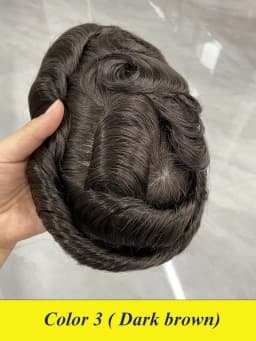 Bond--Male Hair Prosthesis Mono Lace,PU Front And NPU Back Men's Wig Durable Men's Capillary Prothesis 100% Natural Wigs For Men