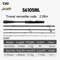 TSURINOYA LURE VALLEY 5 Section Spinning Casting Fishing Rod 1.98m 2.08m 2.28m 2.44m 2.7m FUJI A Guide travel versatile Bass Rod