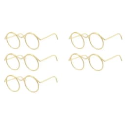 5PCS Black Frame Miniature Doll Eyewear Miniature Metal Metal Round Doll Glasses Toys Decoration Round Frame Doll Mini Glasses
