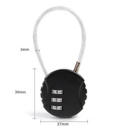 Round Steel Wire Rope Combination Lock for Luggage, Bags, Backpacks, Handle Cases, Mini Three-digit Combination Padlock