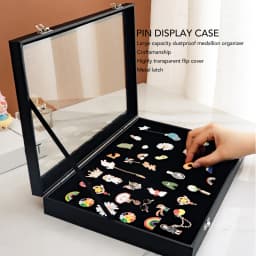 jewelry box Pin Display Case Transparent Dustproof Pin Shadow Box for Military Medal Jewelry Pin Badge Collection Black