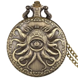 Retro Octopus Pattern Quartz Pocket Watch Arabic Numerals Dial Necklace Pendant Clock Vintage Fashion Timepiece Gift Unisex